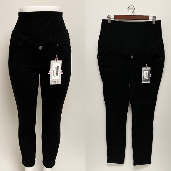 MF-205. Maternity Over The Bump Distressed Skinny Jeans - Picture 1 of 4